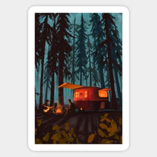 retro twilight camping Sticker